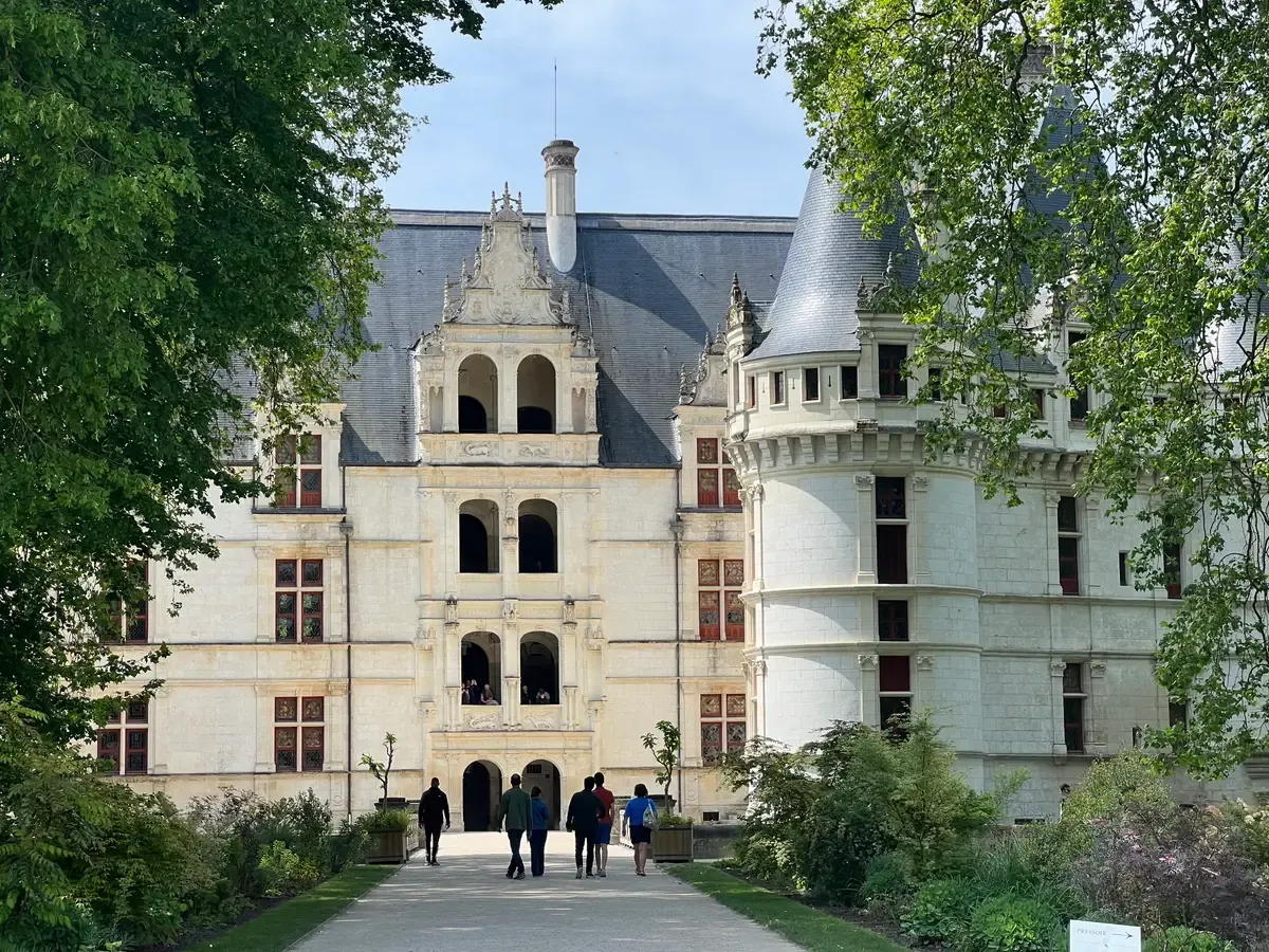 Entrance front of Château d'Azay-le-Rideau on a Loire Valley castle tour
