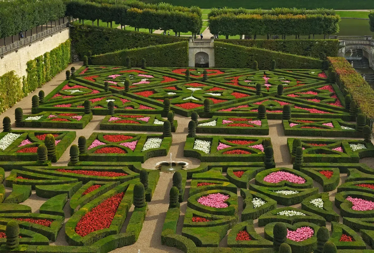 Box-hedge parterres at Villandry, a garden stop on a Loire Valley castles tour