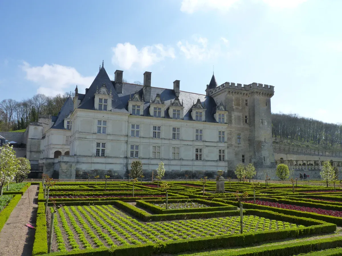 Château de Villandry above its formal gardens on a Loire Valley castles tour